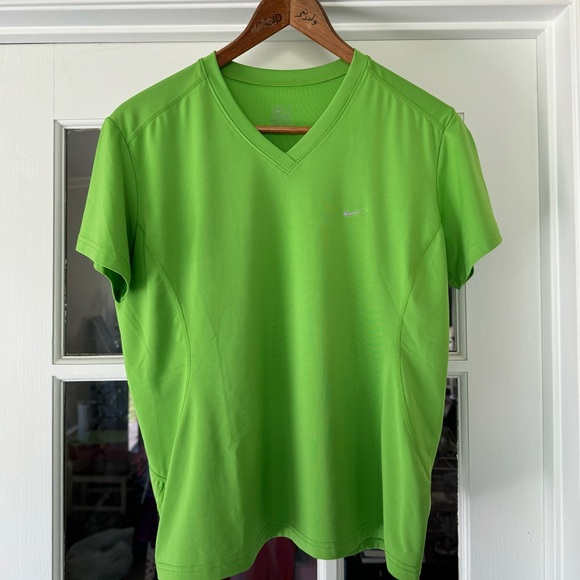 Nike Tops - EUC Nike Bright Green Dri Fit V Neck Tee
